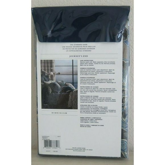 RALPH LAUREN JOURNEYS END RAINEY FLORAL NAVY 1pc STANDARD PILLOW SHAM NIP $130 - Picture 2 of 7